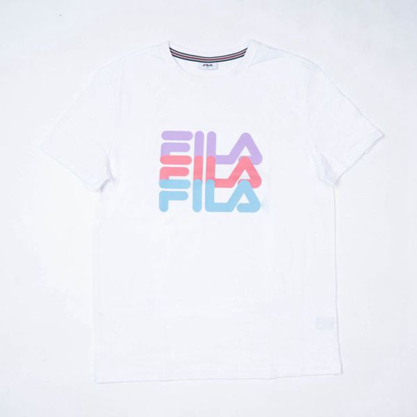 Camisetas Manga Corta Fila Mujer Blancas - Luna Oversized - España 638915QHA